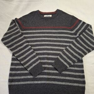 Urban Pipeline Charcoal and Red Striped Crewneck Sweater